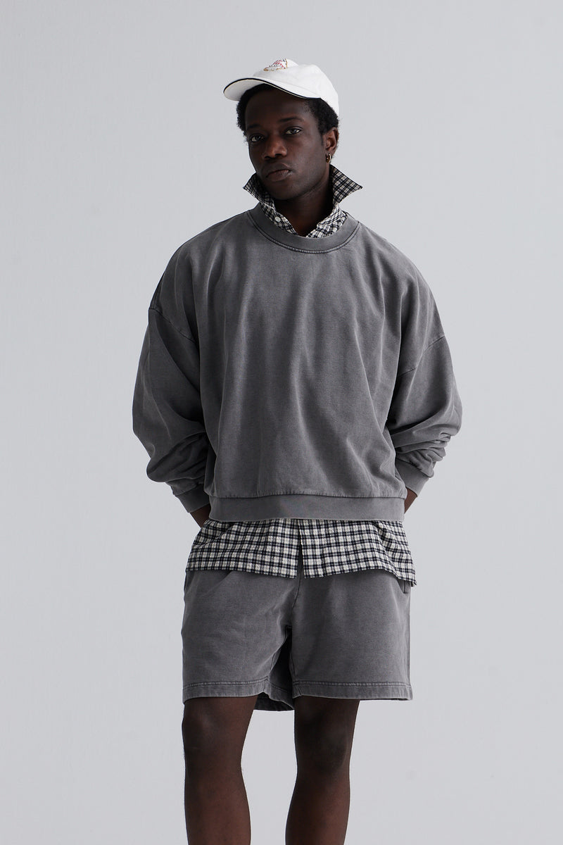 washed short beau cotton grey