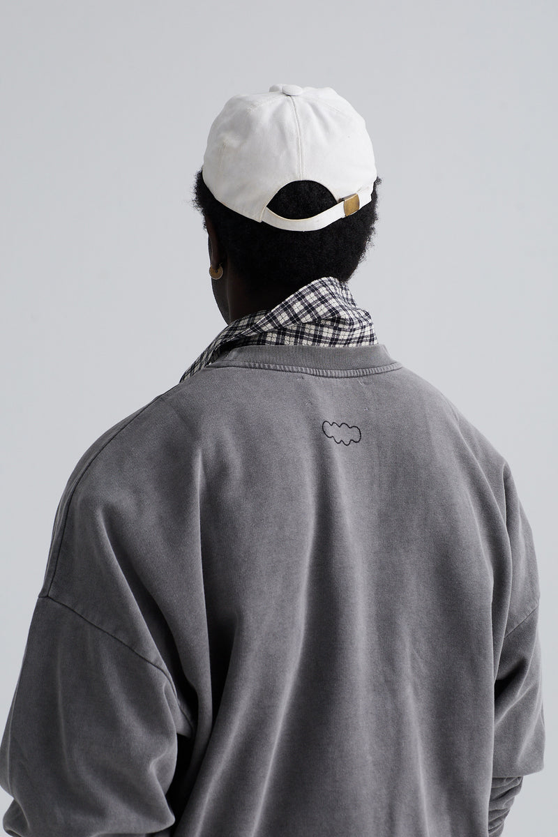 washed cropped crew berlin cotton grey