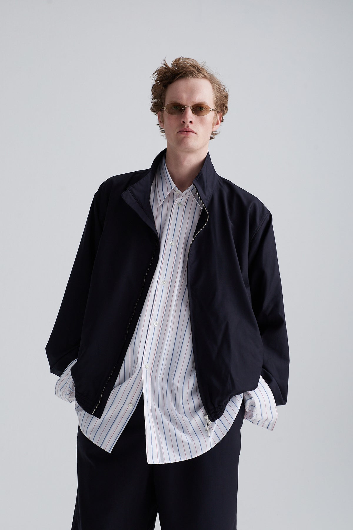 zip vest beat wool navy