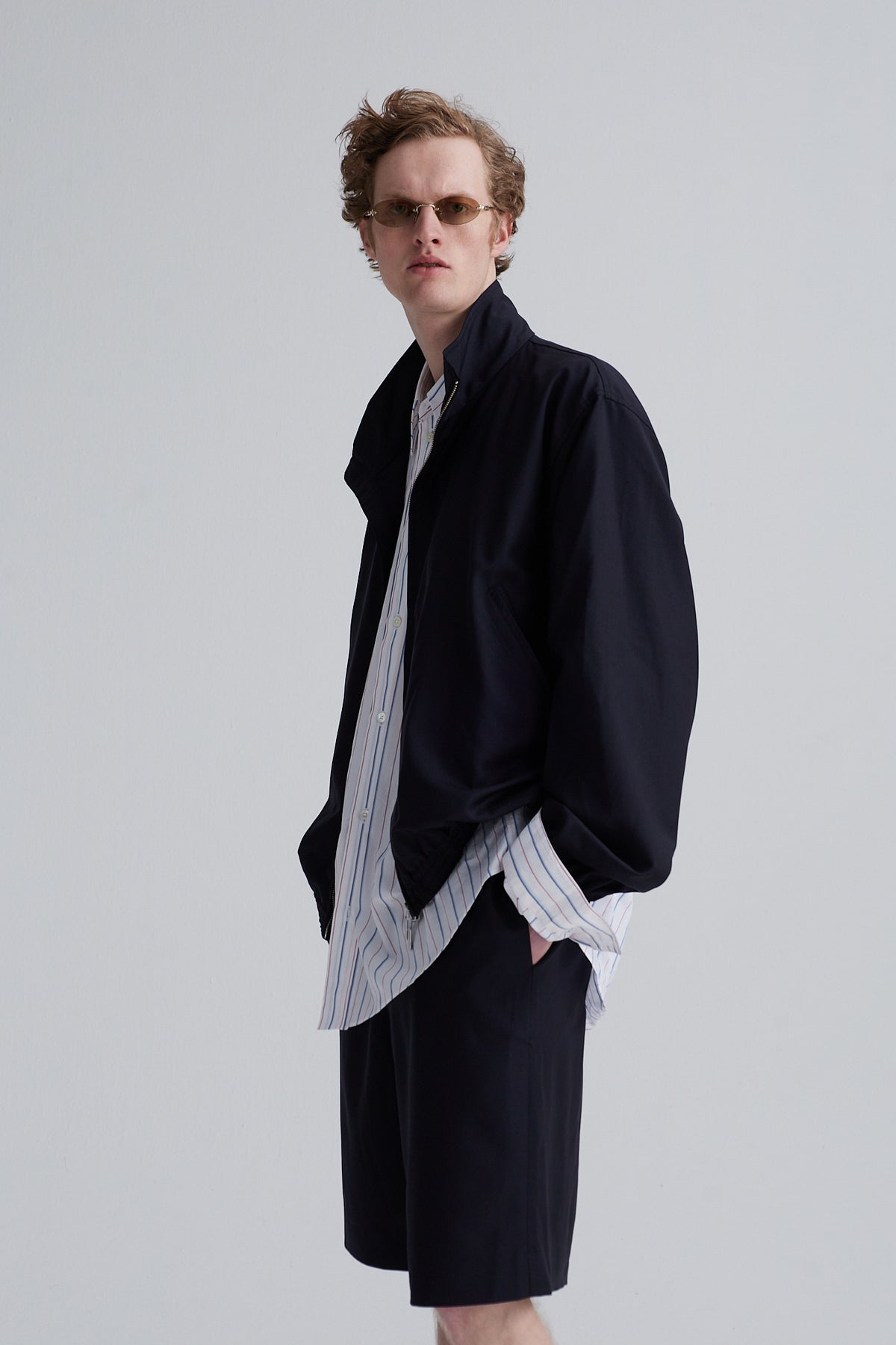 zip vest beat wool navy