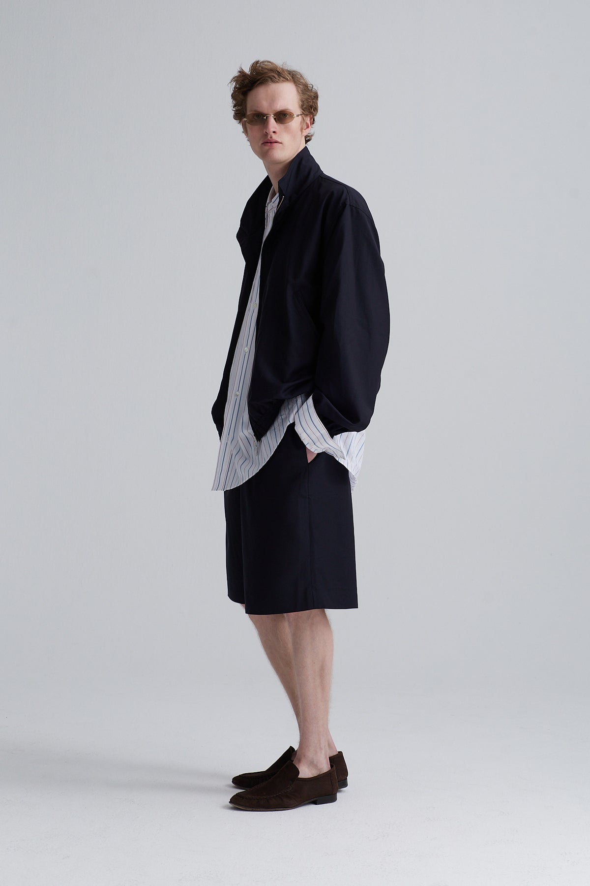 zip vest beat wool navy