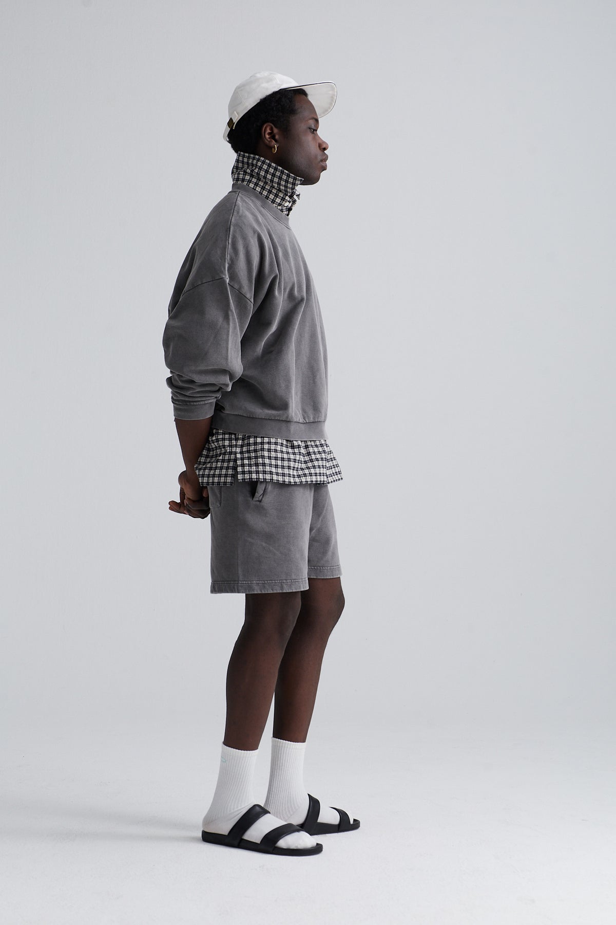 washed short beau cotton grey