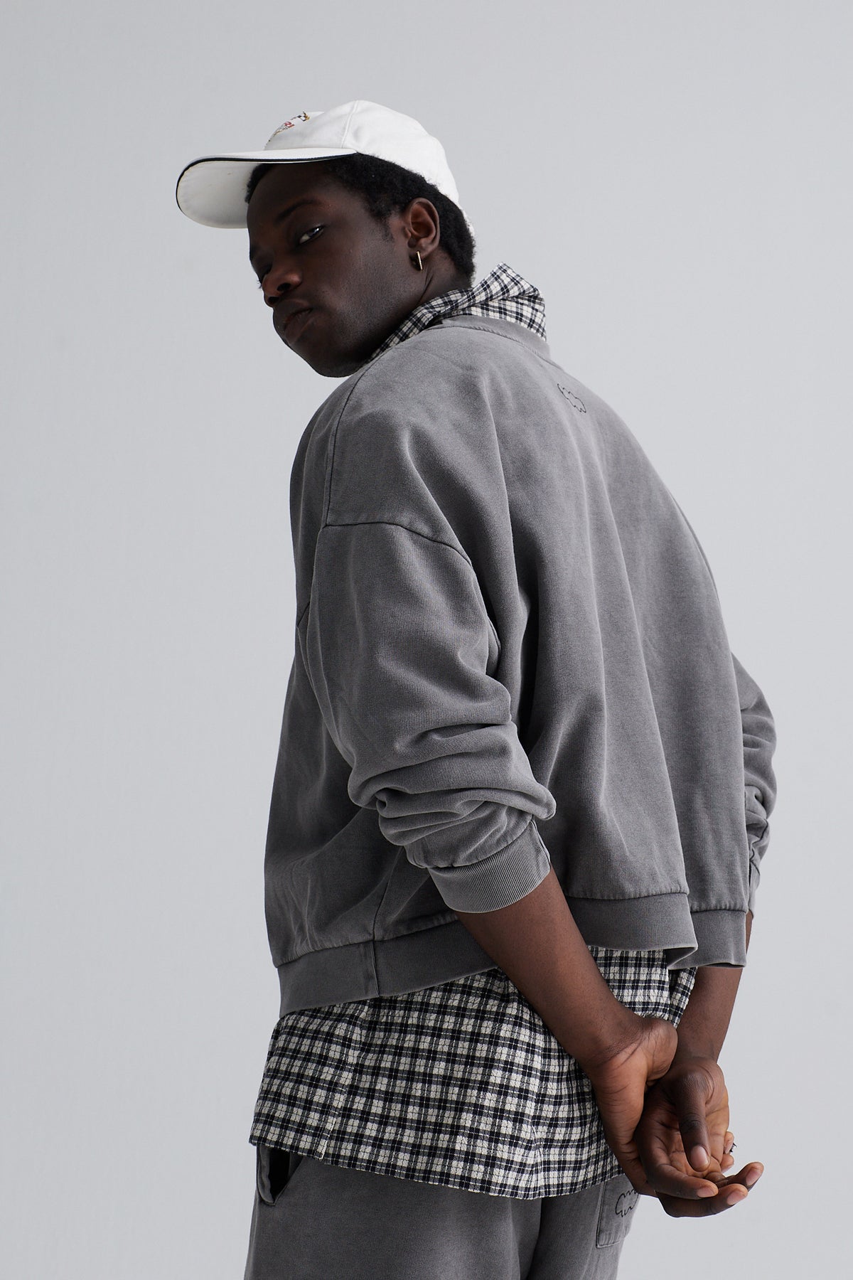 washed cropped crew berlin cotton grey