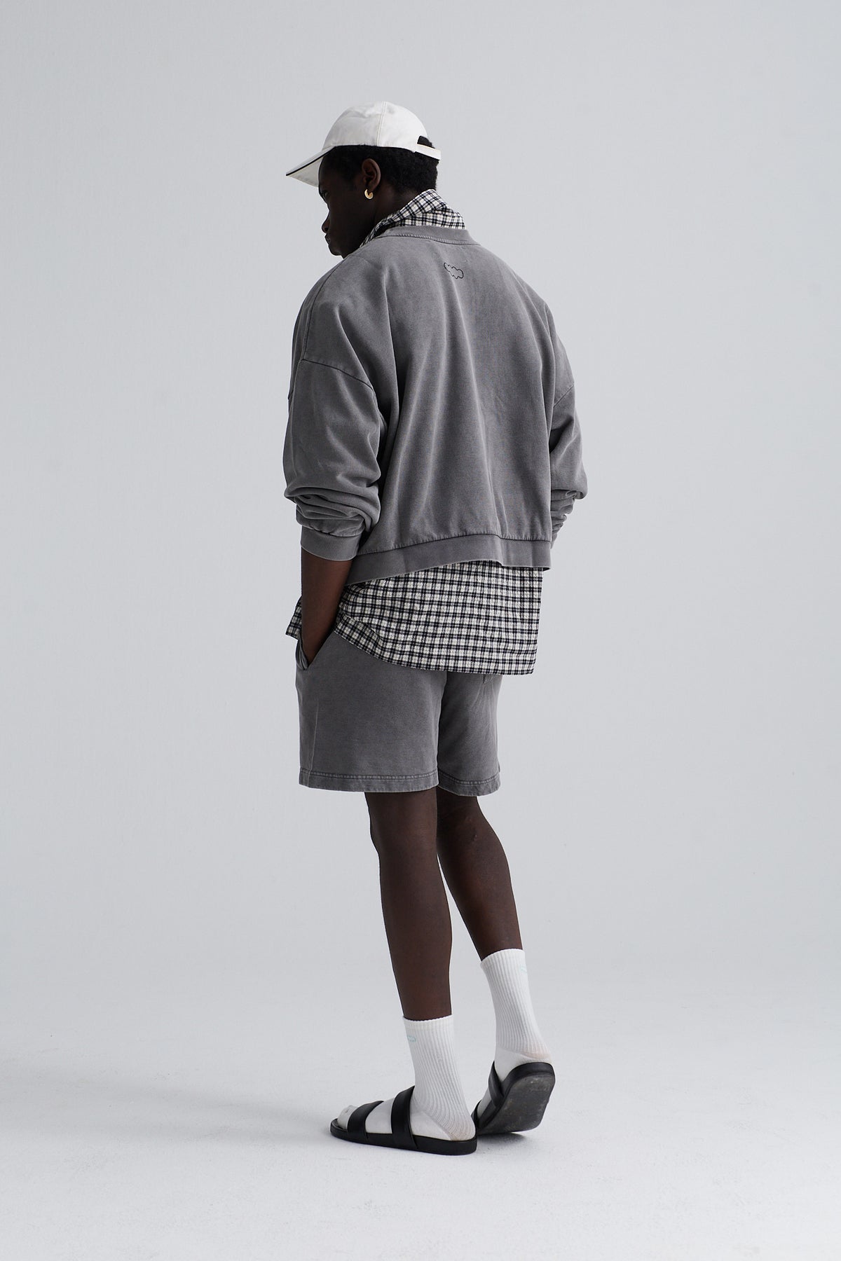 washed short beau cotton grey