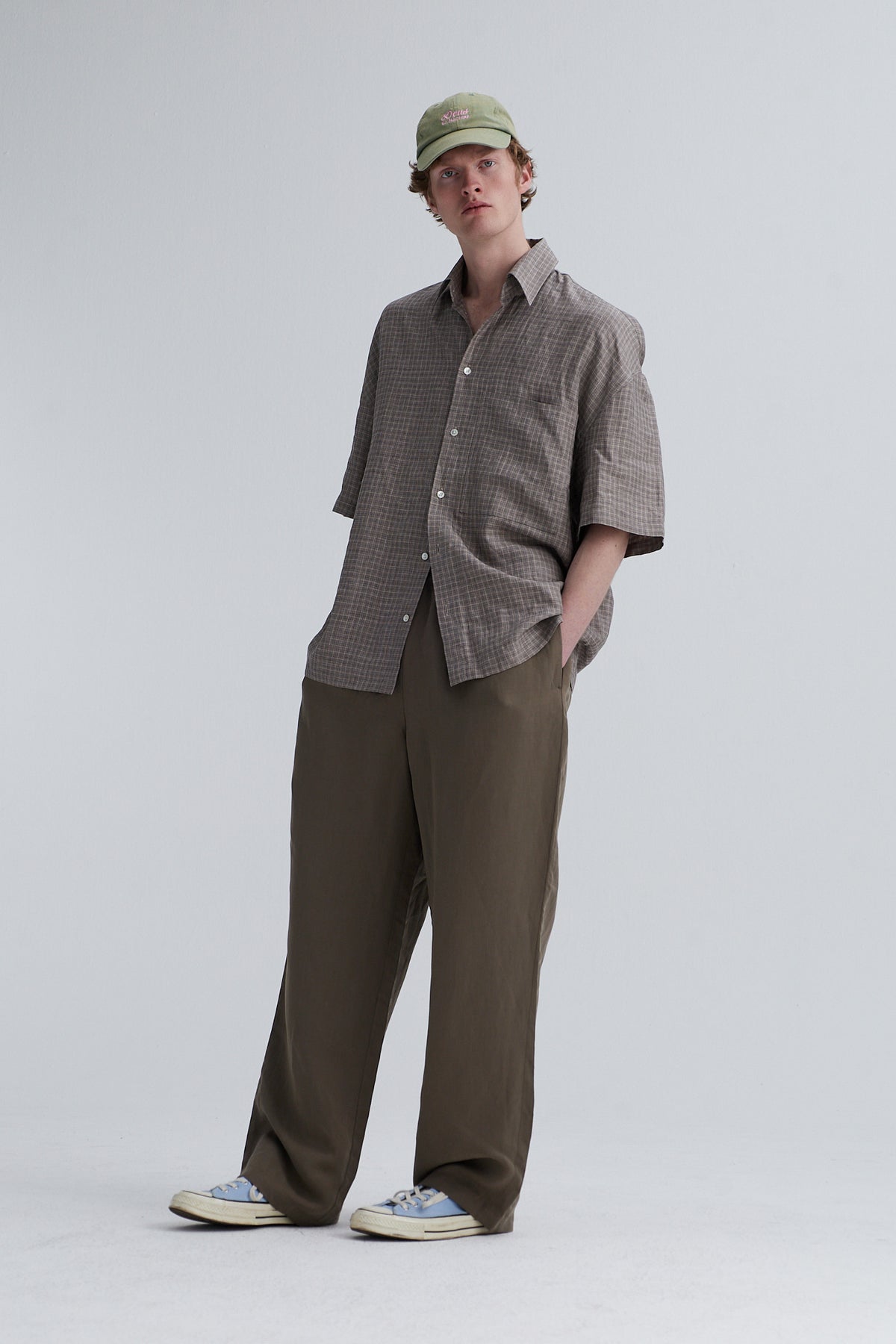 short sleeve shirt cal wool linen silk taupe