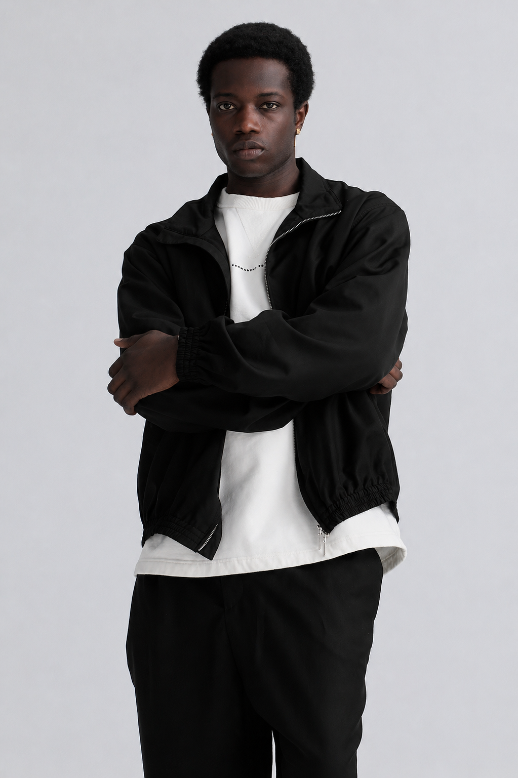 zip vest beat wool black