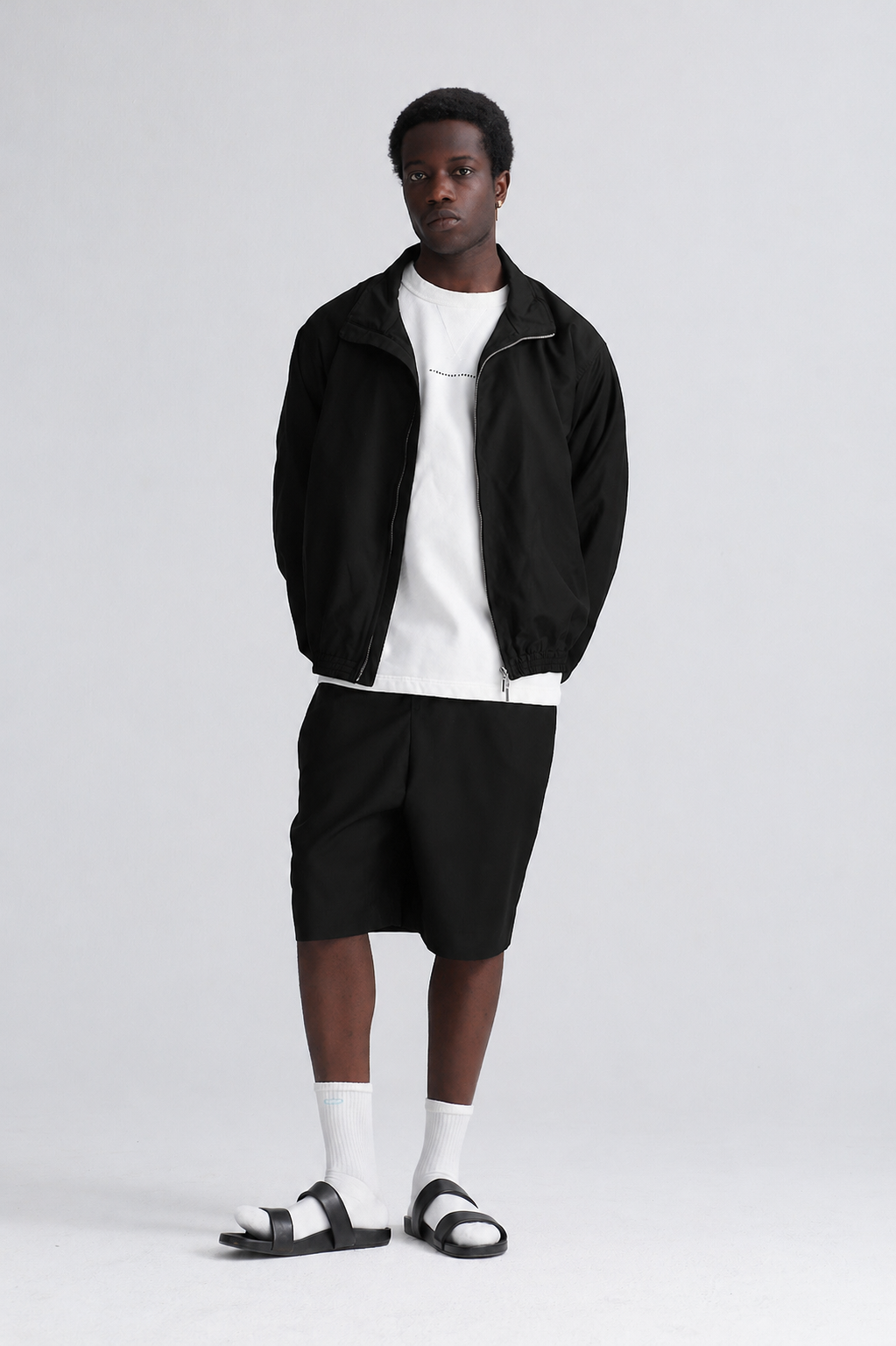 zip vest beat wool black