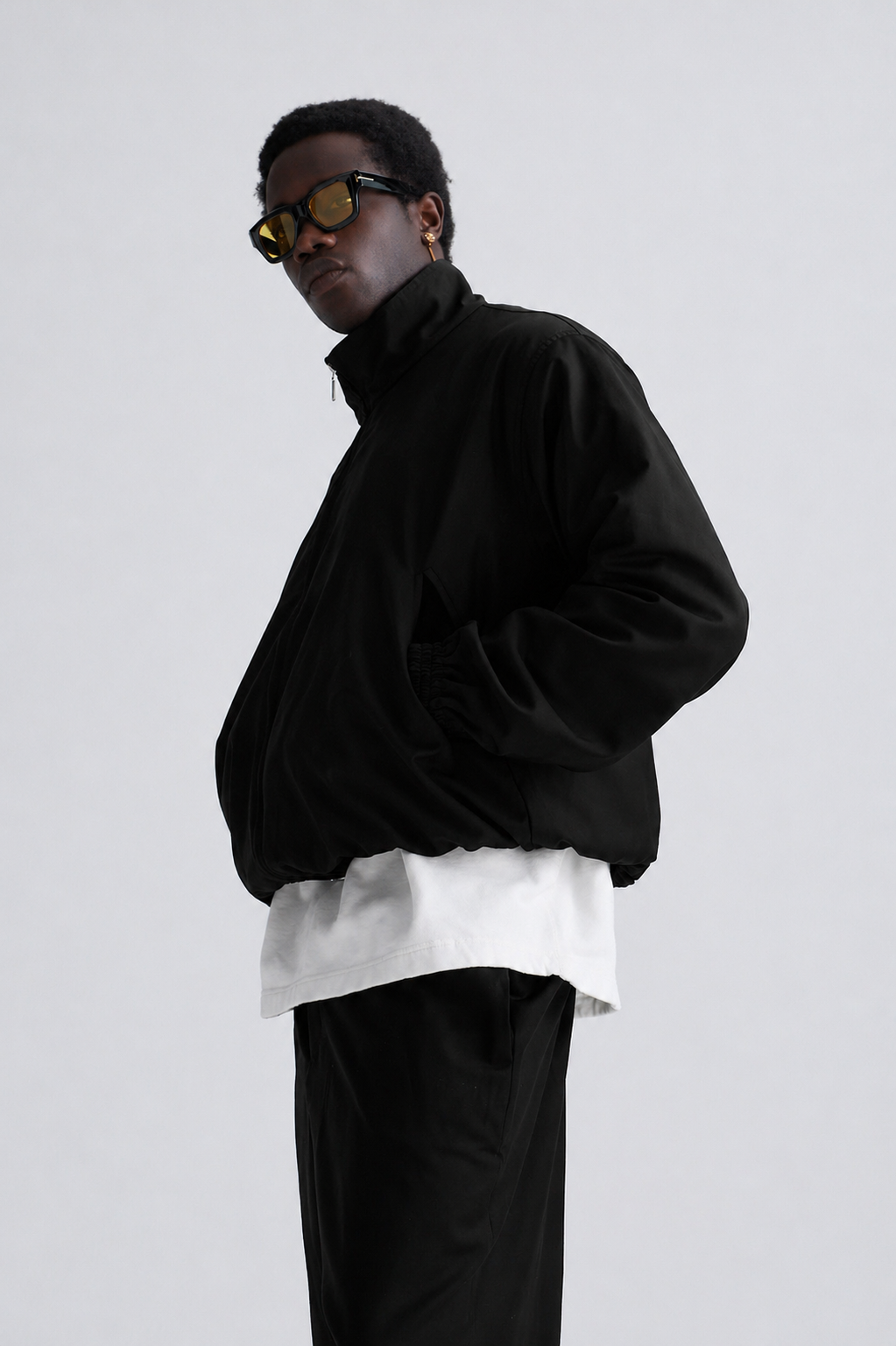 zip vest beat wool black